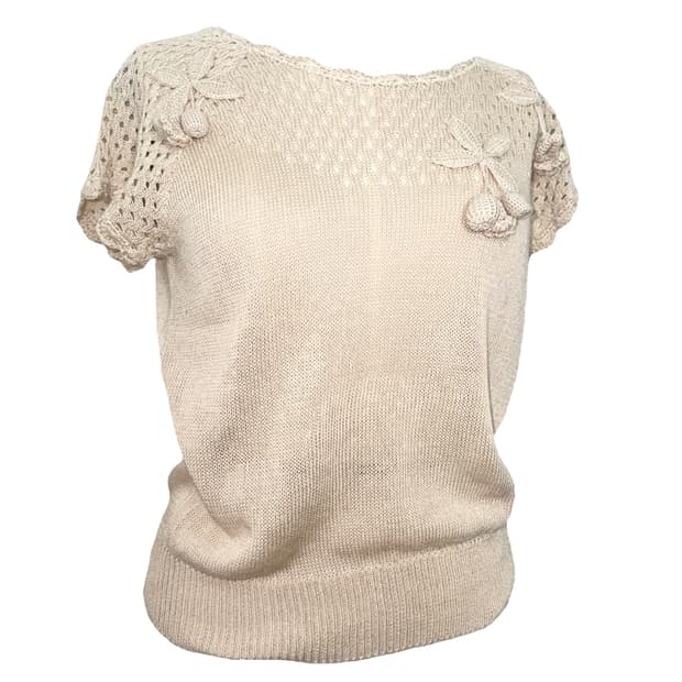 Beige Cherry knit Top