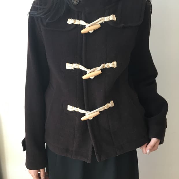 빈티지 더플 브라운 숏코트