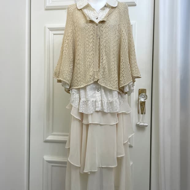 beige&ivory lace crochet layered fairy 3