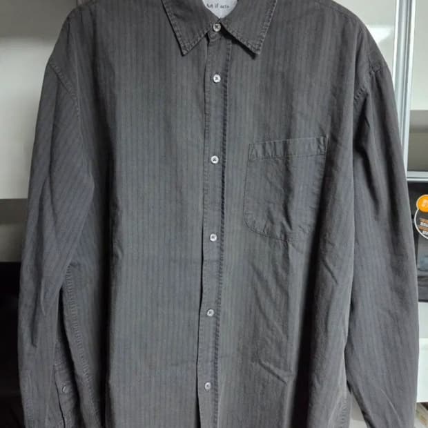 아트이프액츠 피그먼트다이드 스트라이프 셔츠 빈티지 카본 L