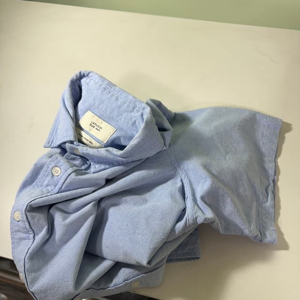 95-100 라퍼지스토어 스카이블루 오버핏 옥스퍼드 반팔셔츠