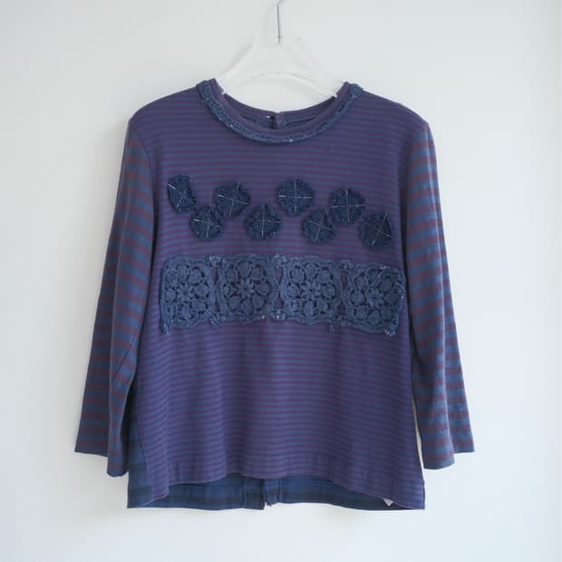 Crocheted motif back button top