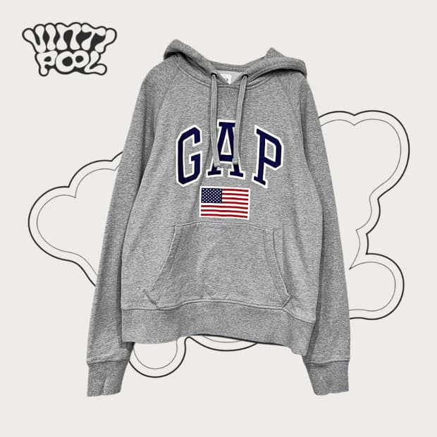 GAP 성조기 빅로고 후드티 95 그레이