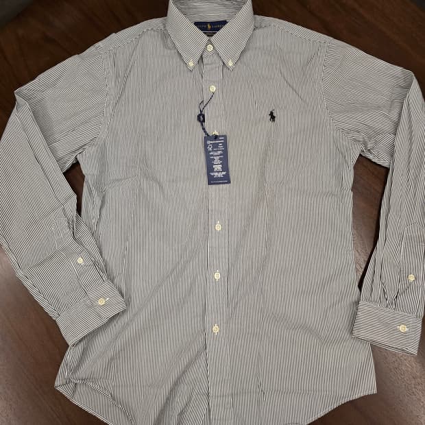 폴로 랄프로렌 블랙 스트라이프 포플린 셔츠 슬림 M 새제품