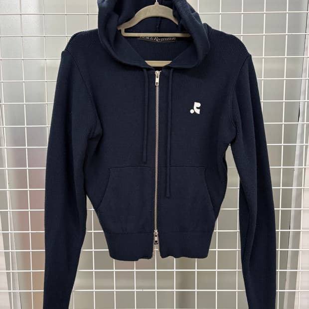 투웨이 니트 후드 집업 