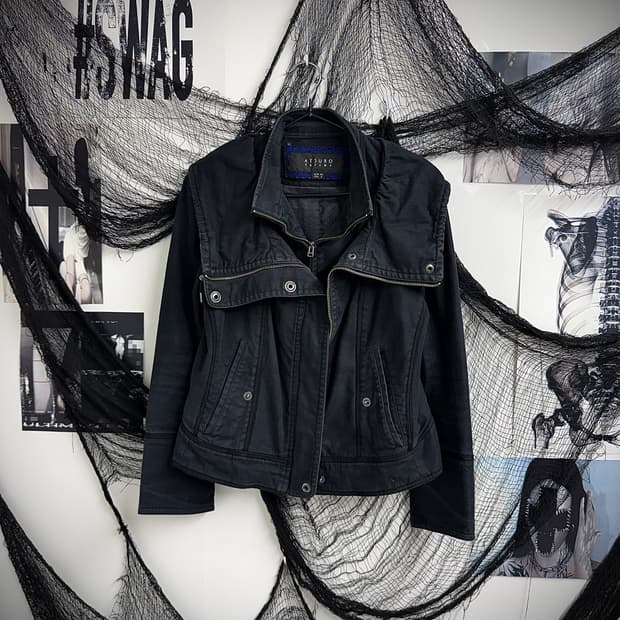 00s collar double zipper jacket