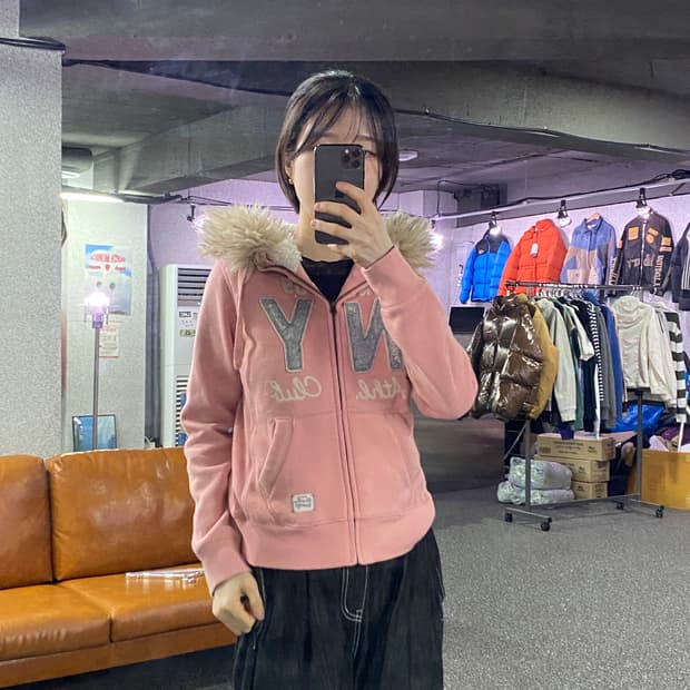 스파오 울프죠 핑크 후드집업 B4182