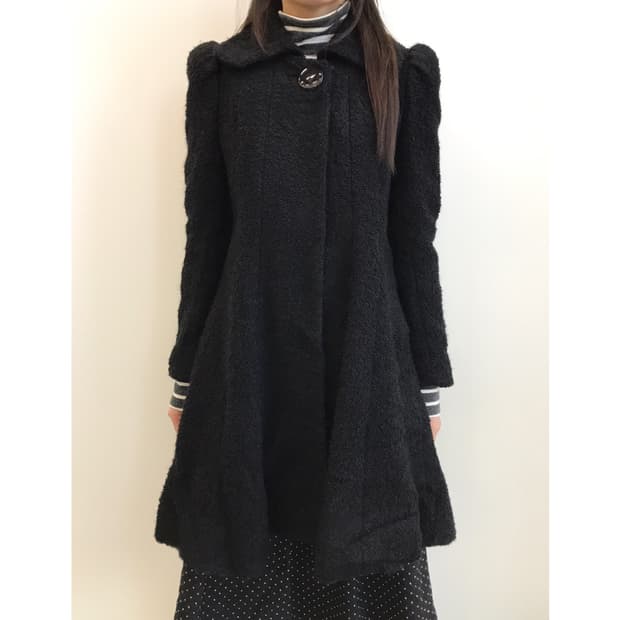 Jpn Black Wool Bouclé Long Coat