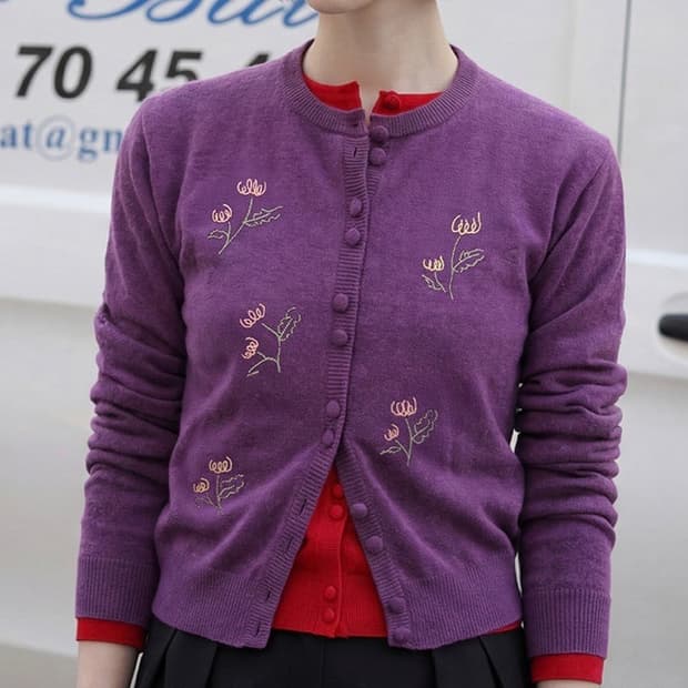 SINOON 시눈 Flower Drawing Cardigan