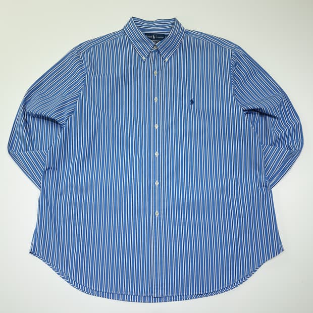 CK111 2XL 폴로 90s 홍콩판 블루 스트라이프 셔츠 남방