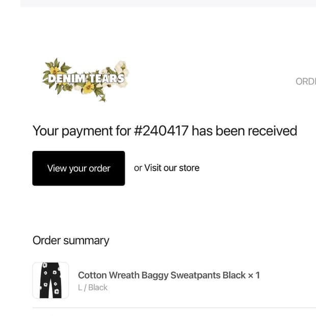 데님 티어스 코튼 리쓰 배기 스웨트팬츠 블랙