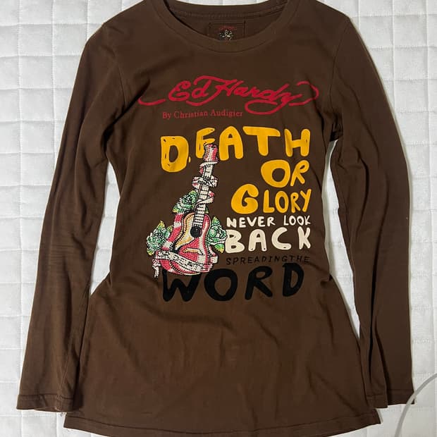 에드 하디 Ed Hardy 브라운 롱슬리브