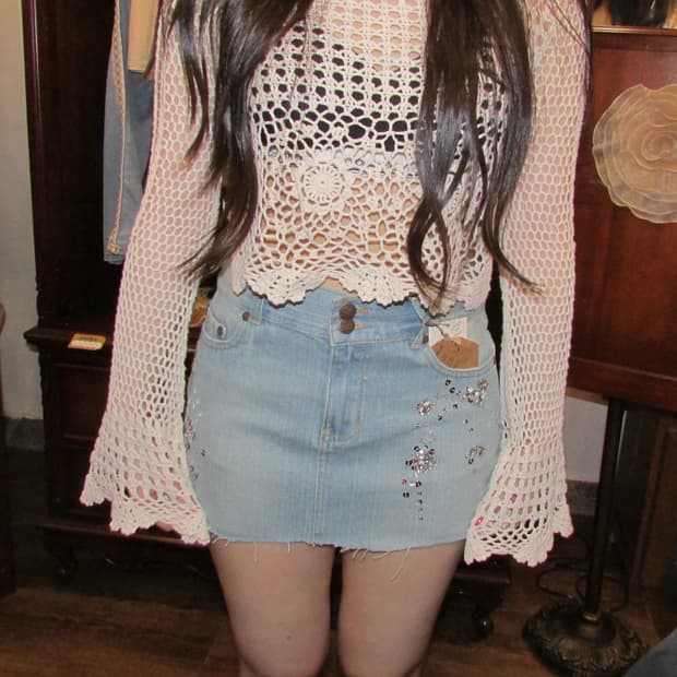 jpn vintage Studded Light Denim skirt