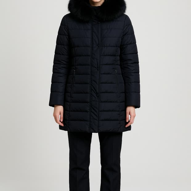 크로커다일. 여자 여우털 다운 패딩_100