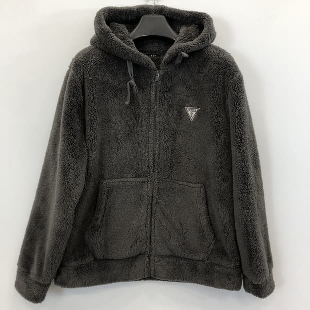 게스 삼각패치 후드 후리스자켓 XL