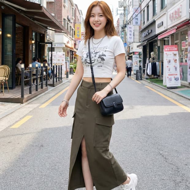 ZARA 자라 카고 포켓 미디 스커트