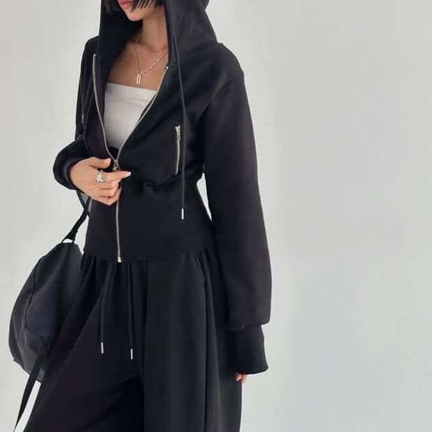 슬림 라인 후드집업