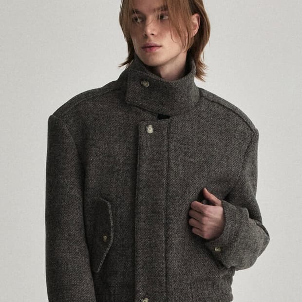 웨이비니스 하이넥 카라 자켓 라이트 그레이