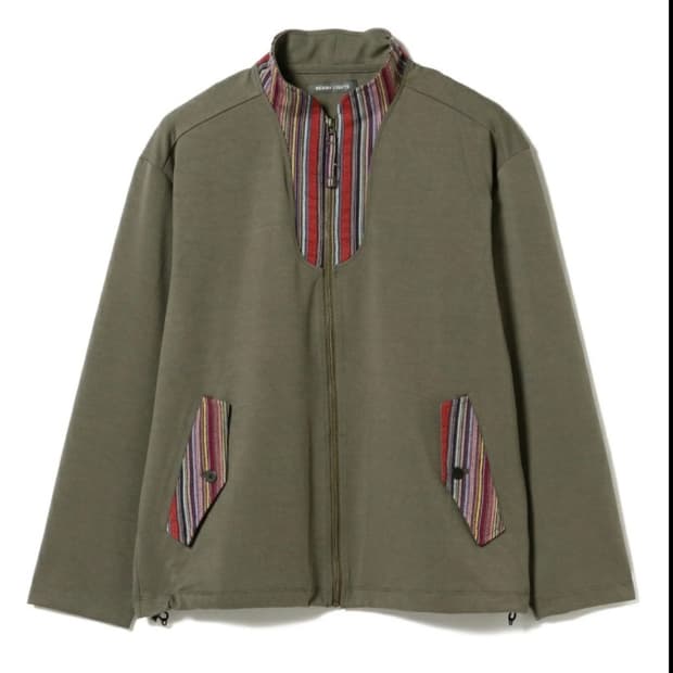 [L]Beams 빔즈라이트 스트라이프 집업 자켓 카키