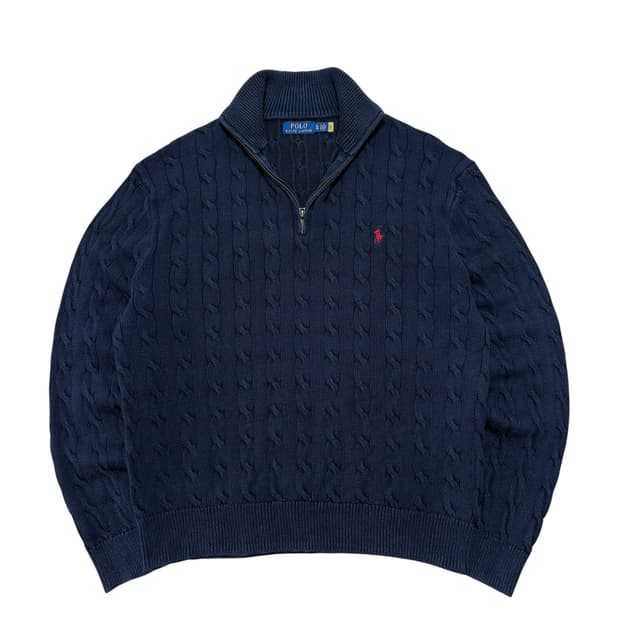 폴로랄프로렌 기본로고 하프집업 니트