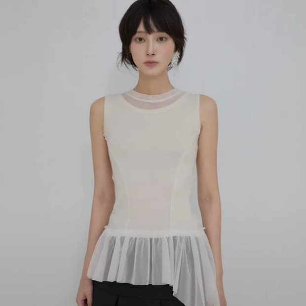 플레이업 Layered Lace Frill Sleeveless (FL-1