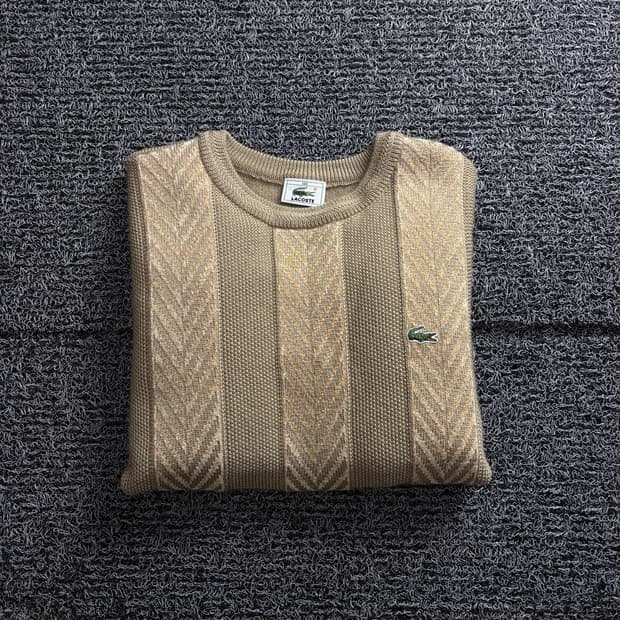 라코스테 아카이브 베이지 패턴 울 니트 3824