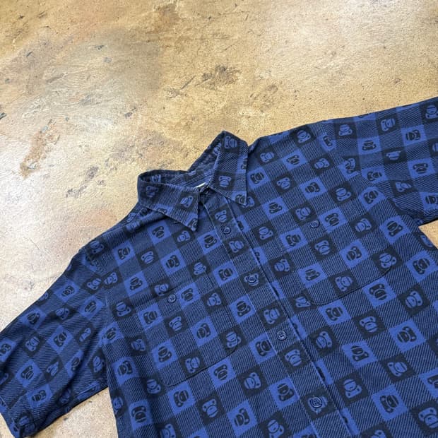 베이프 네이비 블루 반팔 셔츠 