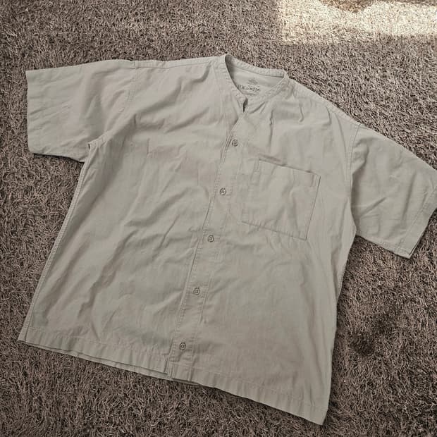 무인양품(Muji) 논 카라넥 코튼 반팔 셔츠 L
