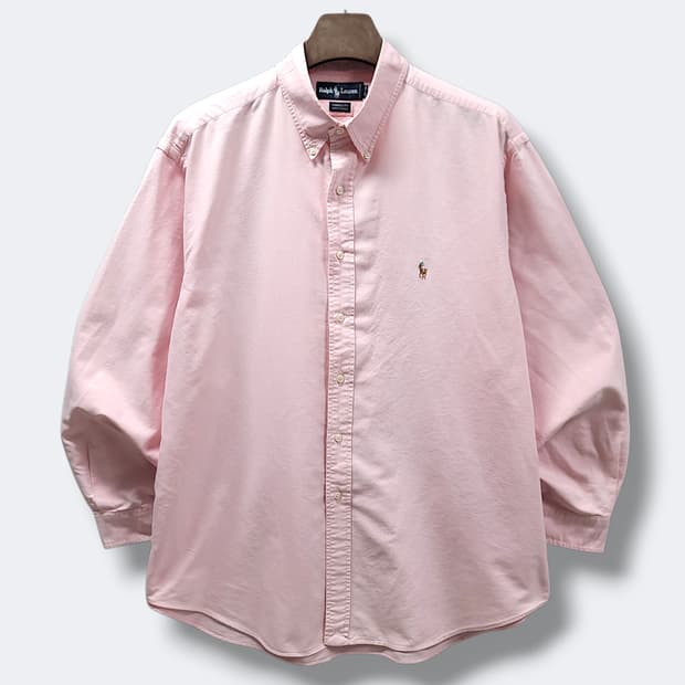 [2XL] 폴로 라이트핑크 코튼 야머스 버튼다운 긴팔셔츠
