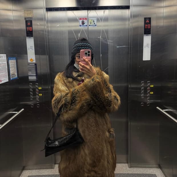 렉토 RECTO 70S 오키드 폭스 퍼 자켓 오버사이즈 코트