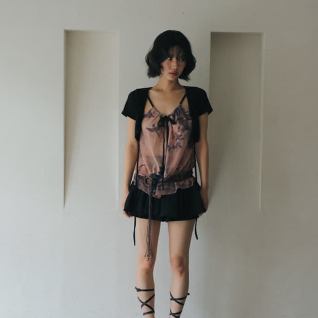 한땀한땀 묘작도 쉬폰나시