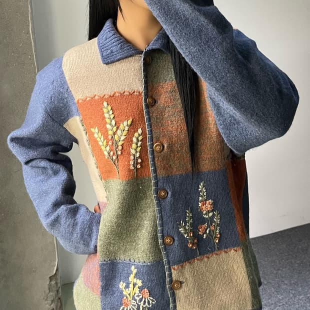 Tabi International 패치워크 울 가디건