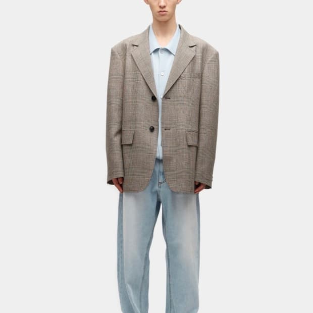 쿠어 글렌 체크 울 오버사이즈 블레이저 (M, 새상품)