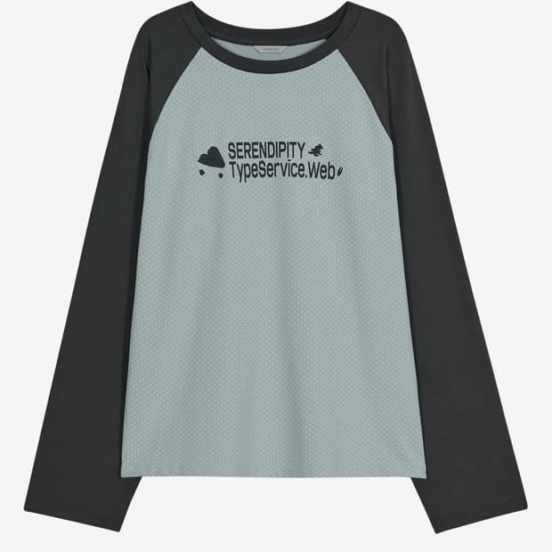 타입서비스 Dotted Raglan Top [Charcoal]