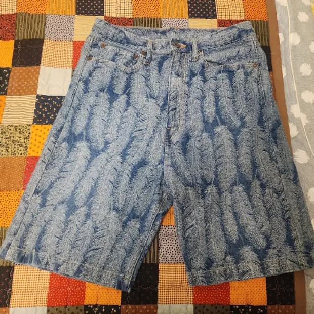 Kapital 캐피탈 12온즈 맥파이 데님  쇼츠  인디고 반바지,깃털