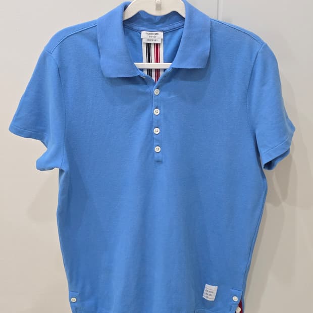 톰브라운 블루 반팔 카라티