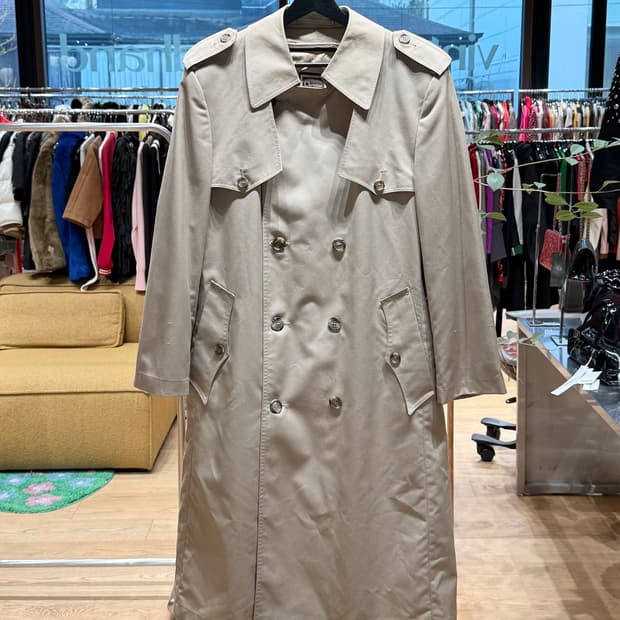 크리스찬 디올 몬슈어 베이지 더블 브레스티드 트렌치 코트 