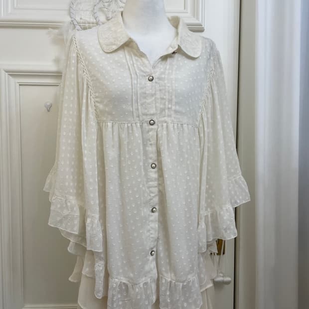 모리걸 갸루 아이보리 블라우스 케이프