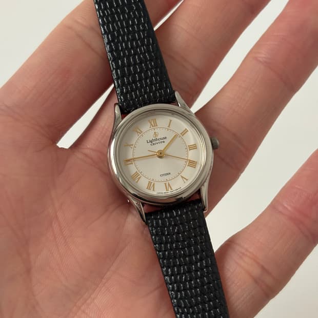 시티즌 1980년대 Lighthouse 로만 인덱스 실버 쿼츠 여