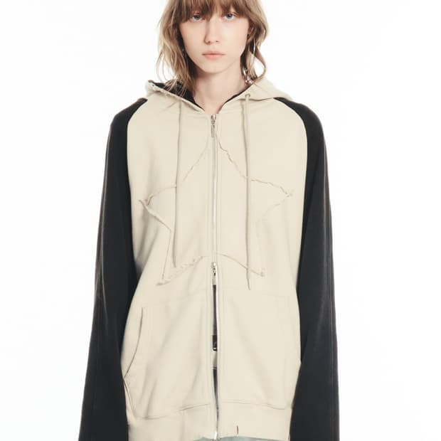 cerric STAR EMBROIDERY HOOD ZIP UP