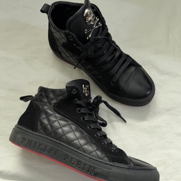 필립플레인 실버 스컬 참 오피움 하이탑 스니커즈