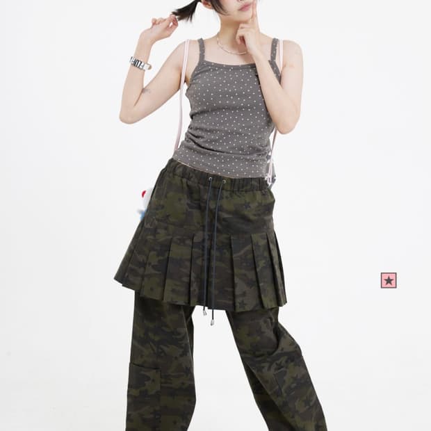 플러피하우스 Fluffy skirt pants deep green