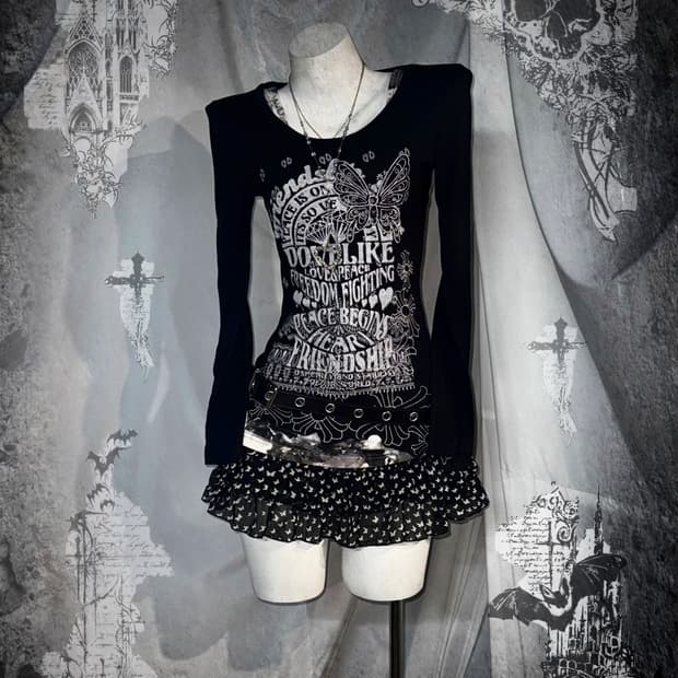 (5pcs) MKR엠케이알 데일리펑크 나비자수 오리엔탈 무채색 코디세트 