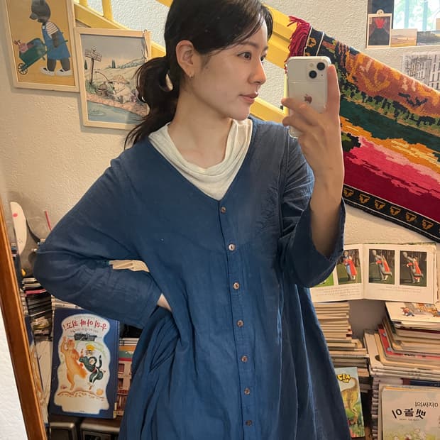 천연염색 natural onepiece (blue/ivory)