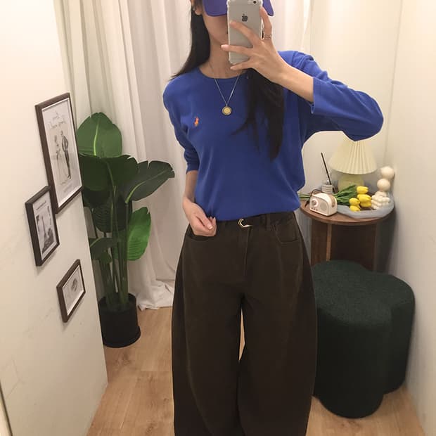 여성 폴로 라운드 7부 티셔츠 95