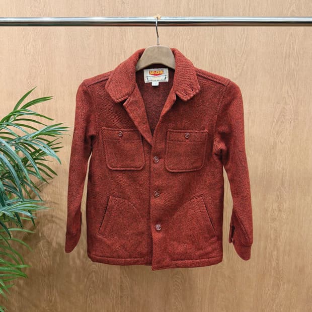 빅 존 울 워크 자켓 트윌 조직감 플랩 포켓 디테일 레귤러핏 레드