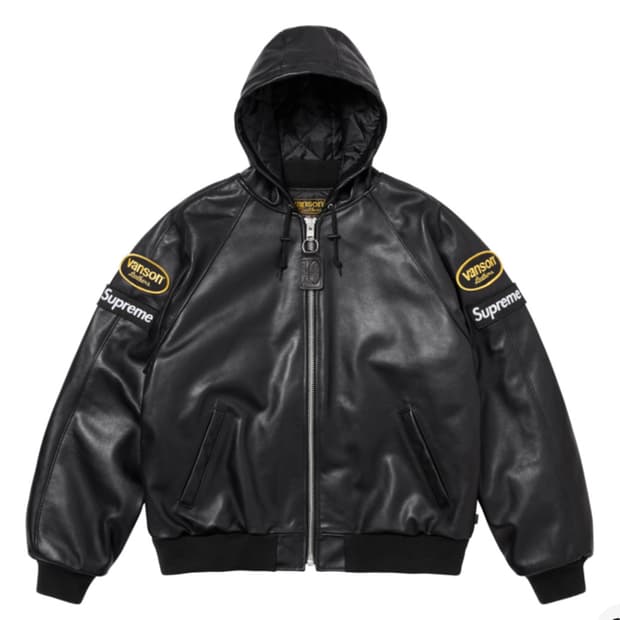 슈프림 밴슨 레더 후드자켓 L