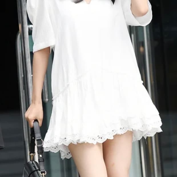 인스턴트펑크 세일러 카라 화이트 레이스 원피스