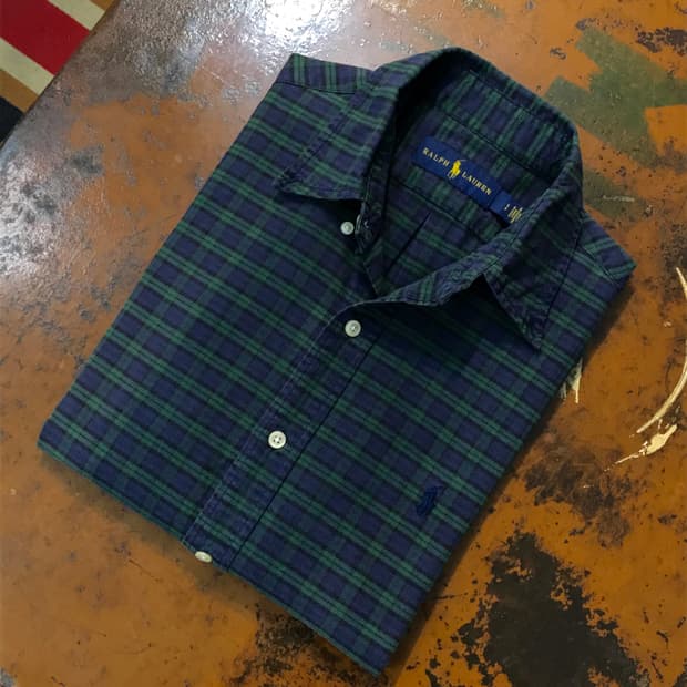 폴로랄프로렌 네이비 그린 체크 옥스포드 셔츠 남성 102 105