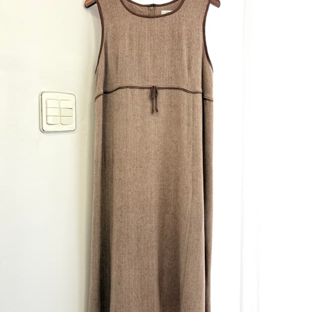 브라운 헤링본 보카시 클래식 원피스  JPN
